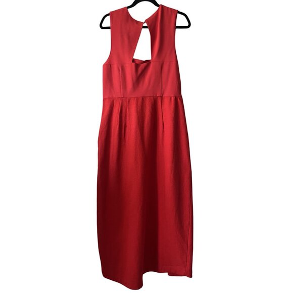 NWT Anthropolgie Maeve Red Squarneck Dress 14 - Picture 12 of 16